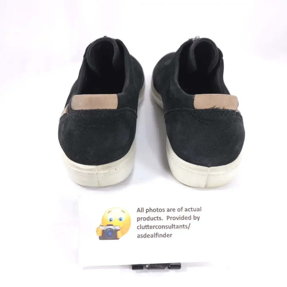 Ecco Casual Top Zip Suede Ankle Boot Womens Size 7 43033312001 Black White